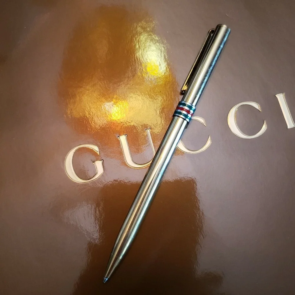 GUCCI sherry line ballpoint pen gold blue‎ collection Italy